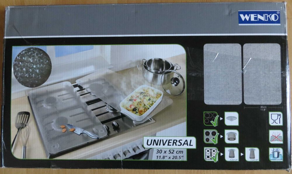 Set 2 protecții din sticlă pentru aragaz Wenko Universal, 30 x 52 cm