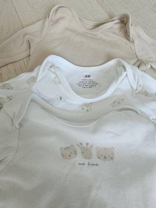 Лот 5 бодита с дълъг ръкав, панталони и блузи H&M и Lupilu 74-80см 10-12м