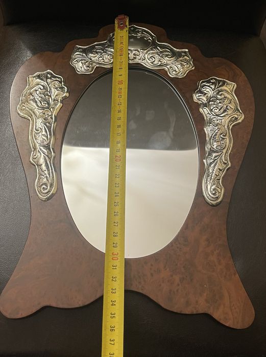 Oglindă argint si mahon