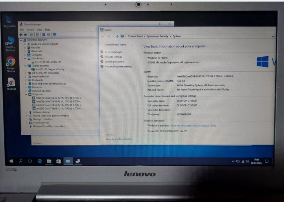 Laprop Lenovo Ideapad U330p