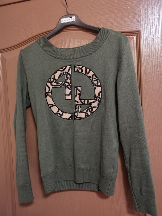 Alessa Luxury Logo Пуловер От Плетиво - Милитъри