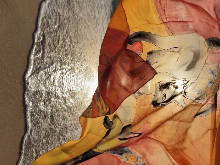 кърпичка, рисувана върху коприна . Сиамски котки.Красив подарък. любов