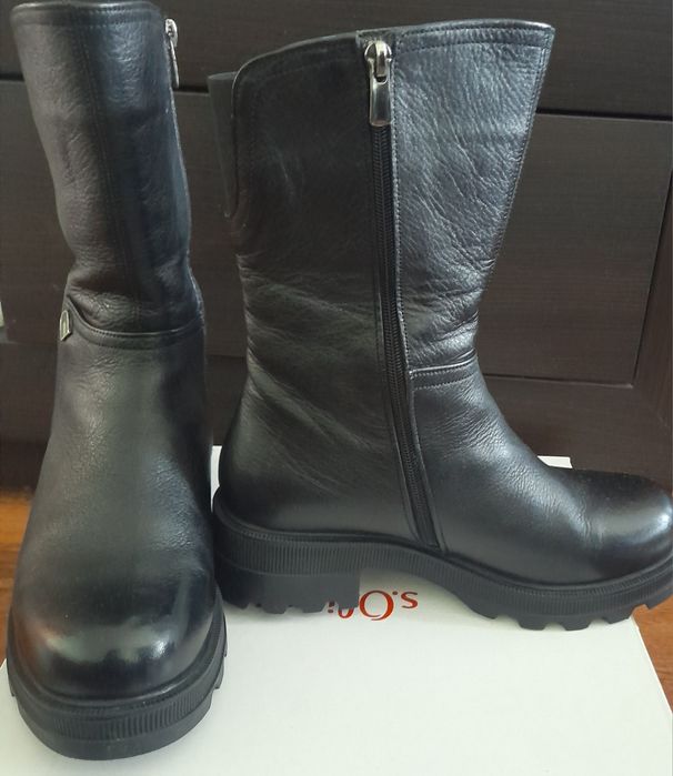 Черни кожени ботуши естествена кожа 37