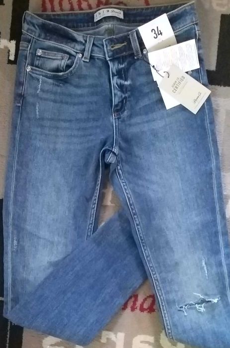 Дамски дънки 34 с висока талия