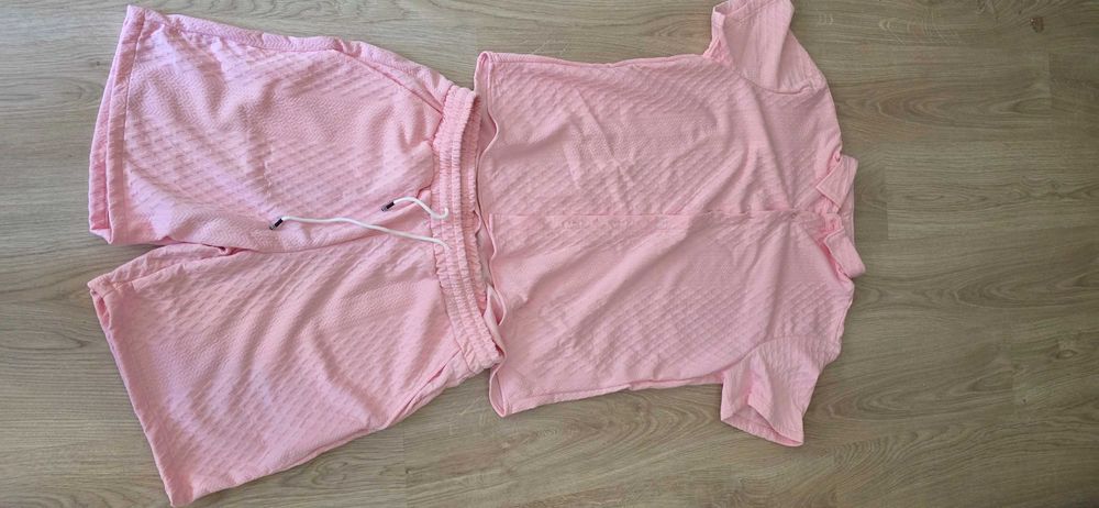 Комплект лятна риза + долнище в розов цвят