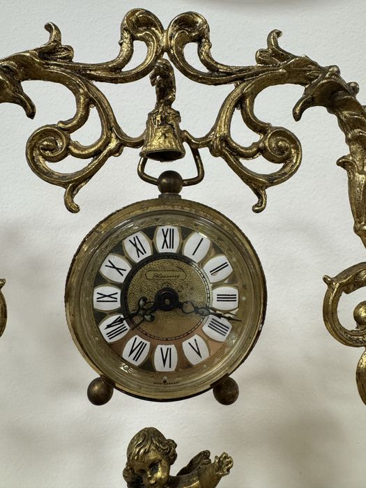 Set din onix si bronz - suport ceas, doua sfesnice si doua vaze