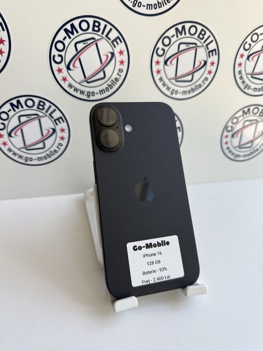 iPhone 16 - 128GB - Negru - 93% - Impecabil - Garantie