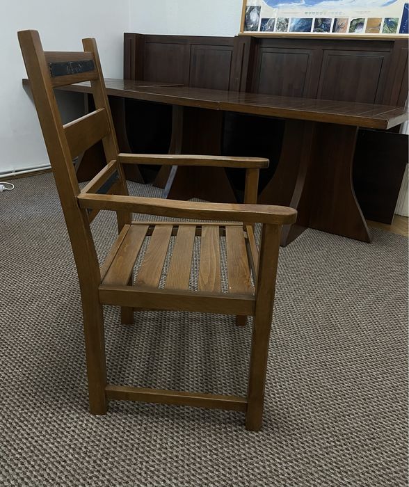 Mesa din lemn masiv stejar si scaune frasin