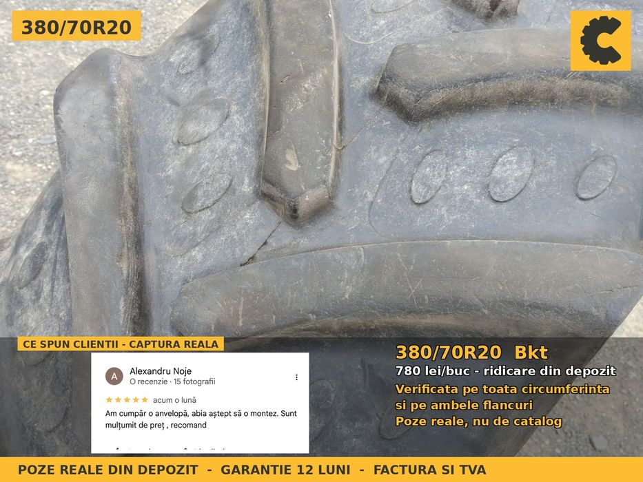 Cauciucuri Anvelope 380/70R20 380/70 R20 380/70-20 3807020 Bkt Buldo Miniincarcator si Industrial Utilaje Agricole SH Second Hand STOC REAL Pret Bun