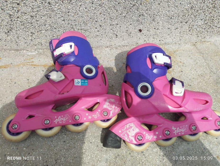 Oxelo - Детски регулируеми ролери Play3 Розово и лилаво 28/30