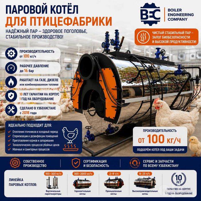 Паровой котёл для птицефабрики