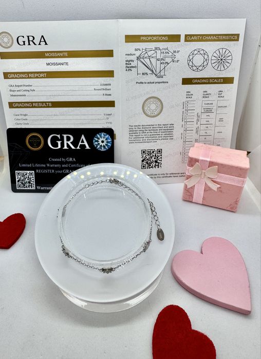 Сребърна гривна с мойсанит (диамант) 0.5 карата