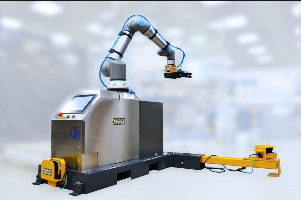 „Палетизиращ индустриален робот – автоматично подреждане на чували/кут