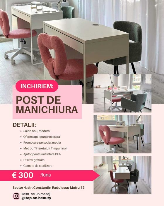 Post manichiura chirie, sector 4 Tineretului - Timpuri noi