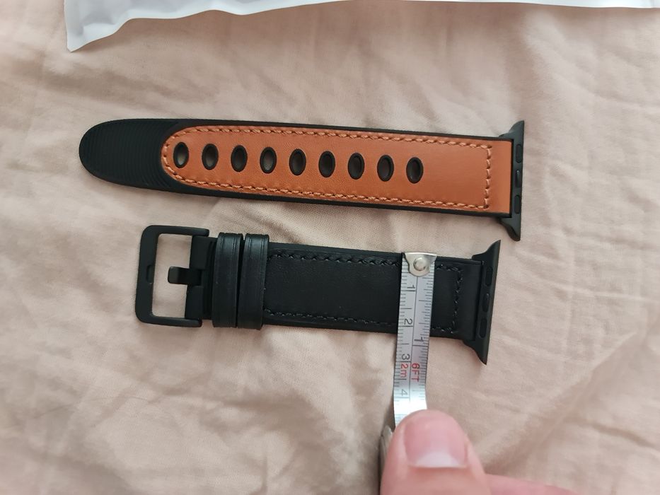 Curea ceas 22mm NOUA, imitatie piele si cauciuc, neagra si maro, Apple