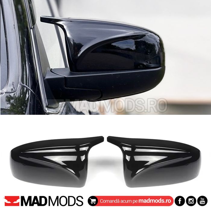 Set capace oglinzi M Performance BMW X5 X6 E70 E71, Negru Lucios