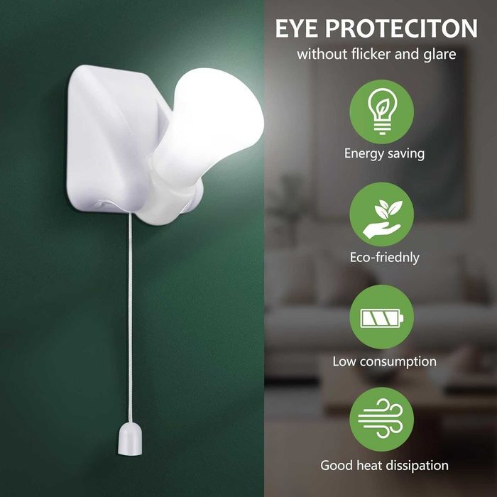 Set 2 lampi LED portabile cu snur pe baterii pt garaj dulap pod pivnit