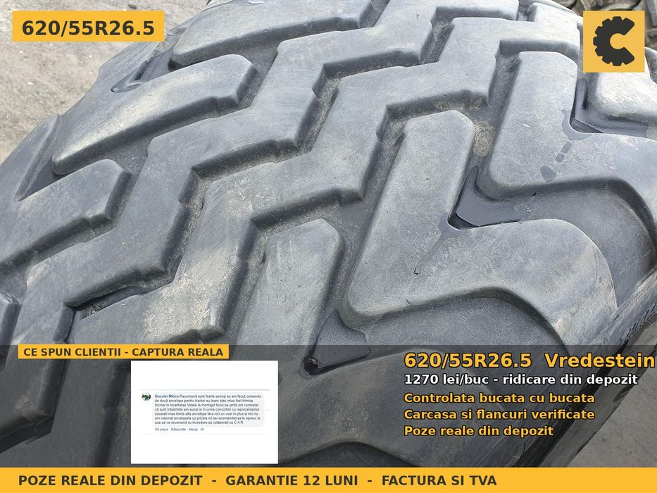 Anvelope Cauciucuri 620/55R26.5 620 55 R26.5 62055265 620 55R26.5 Vredestein Buldo Incarcator Utilaje SH Second Hand SECOND HAND Garantie 1 An Factura