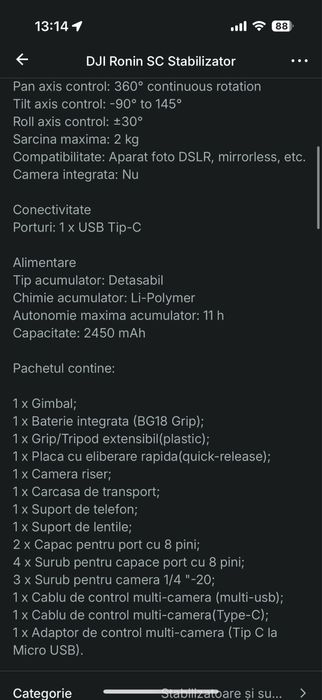 Dji Ronin SC Stabilizator