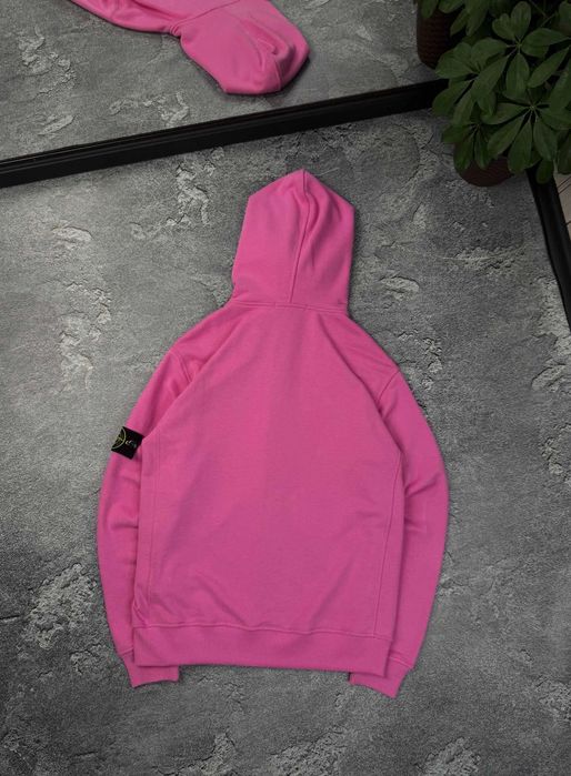 Суитшърт с цип Stone Island розов суитшърт с цип Stone Island, Stone Island Stone суитшърт дамски унисекс спортен суитшърт розово худи розово облекло.