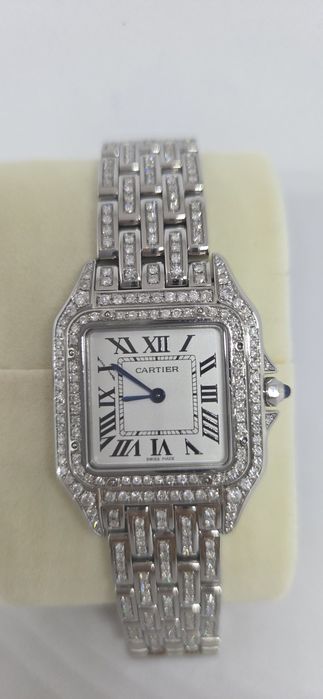 Ceas dama Cartier Panthere iced out diamante naturale