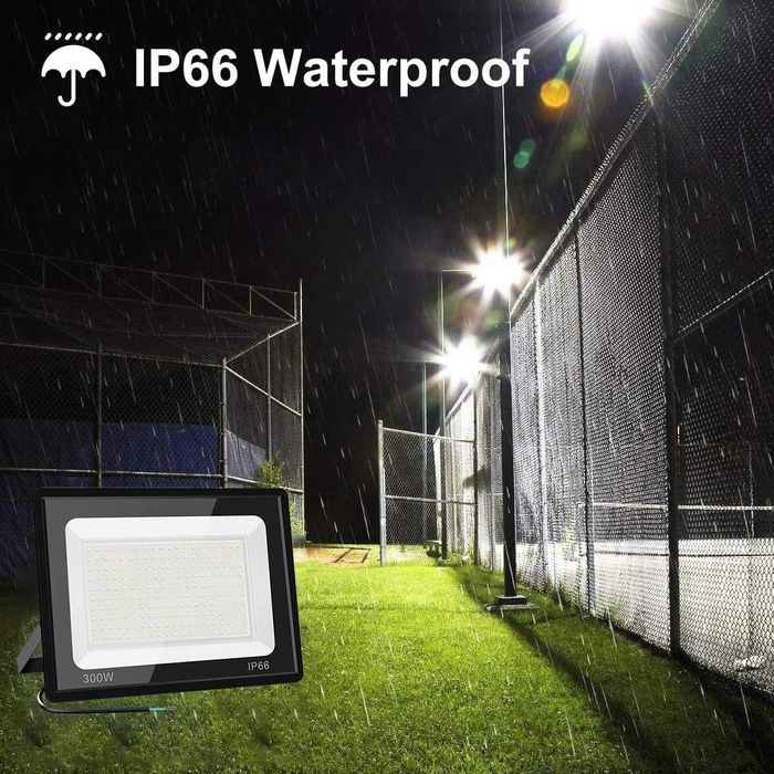 Прожектори 300W LED, 2 броя, външни, IP66, 6000K дневна св-на, 36000LM