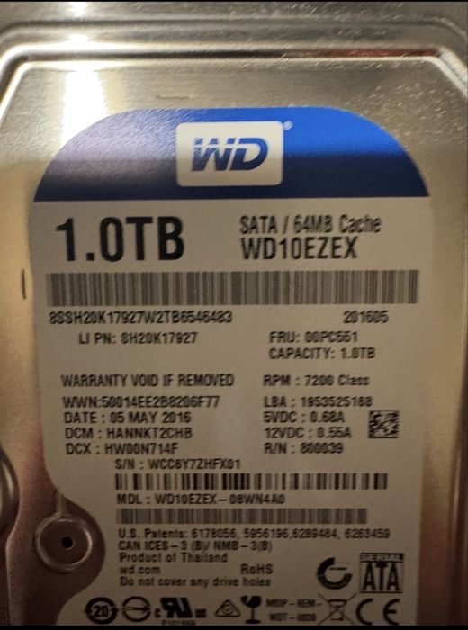 HDD WD Blue 1TB .Хард диск.