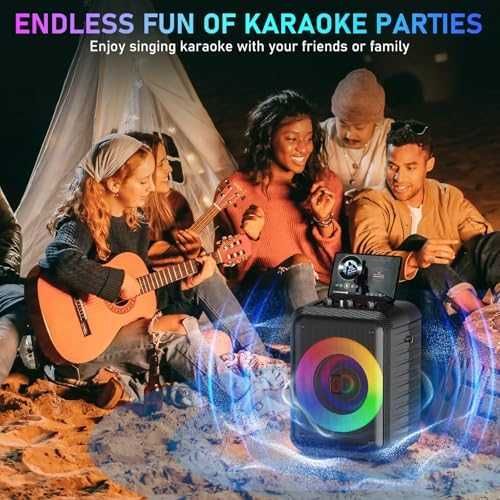 Нова домашна Караоке машина 30W + 2 безжични микрофона, Bluetooth 5.3