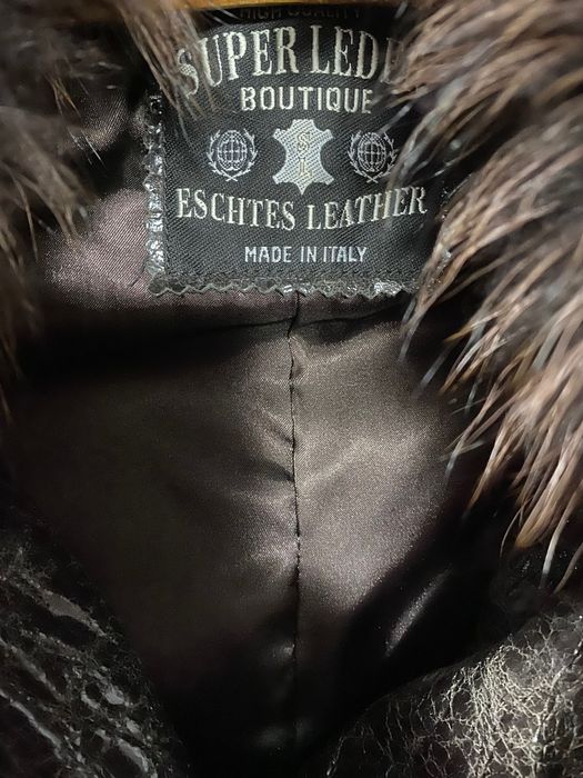 Haină  piele cu guler vulpe/M-L