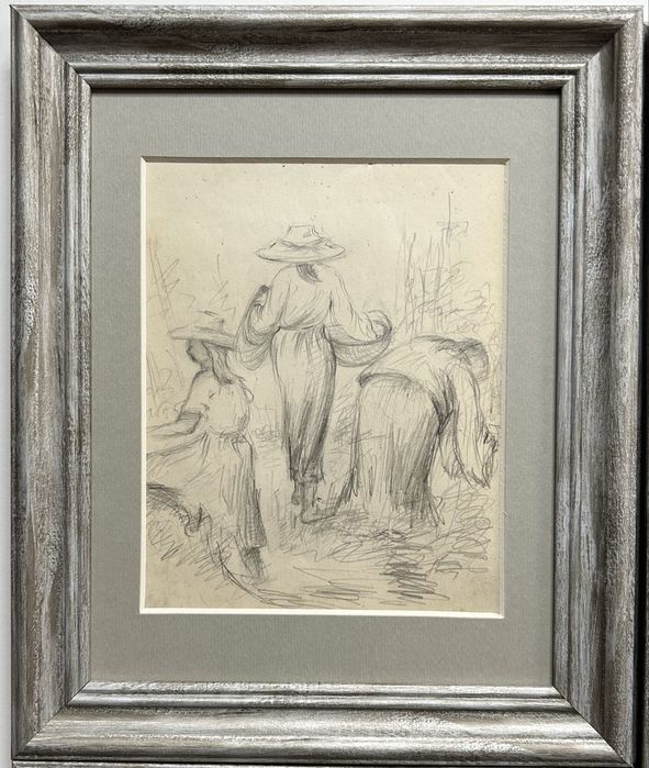 Lot 4 tablouri Schipor 1956 grafica Sasoaice la cules de hamei Sibiu