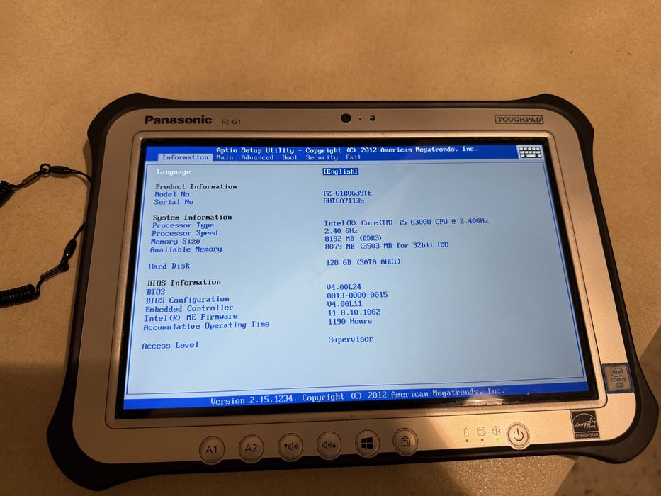 Tableta Panasonic FZ-G1 10.1 inch Touch i5 vPro 6300U