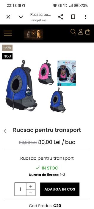 Rucsac pt transport animale de talie mica