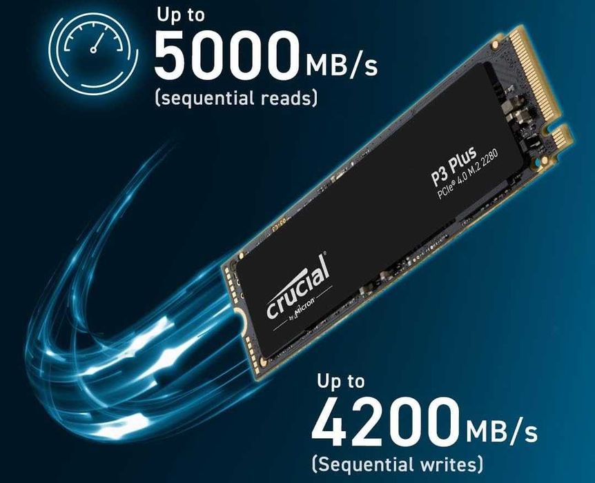 2TB 2000GB SSD NVMe WD BLACK SN770 Gen 4 M2 2280 четене-запис 5150-4850MB/sec 2TB 2000GB SSD NVMe Crucial P3 Plus Gen4 2280 четене-запис 5000-4200MB/s