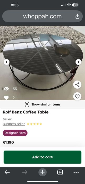 Masă sticlă coffe table Rolf Benz