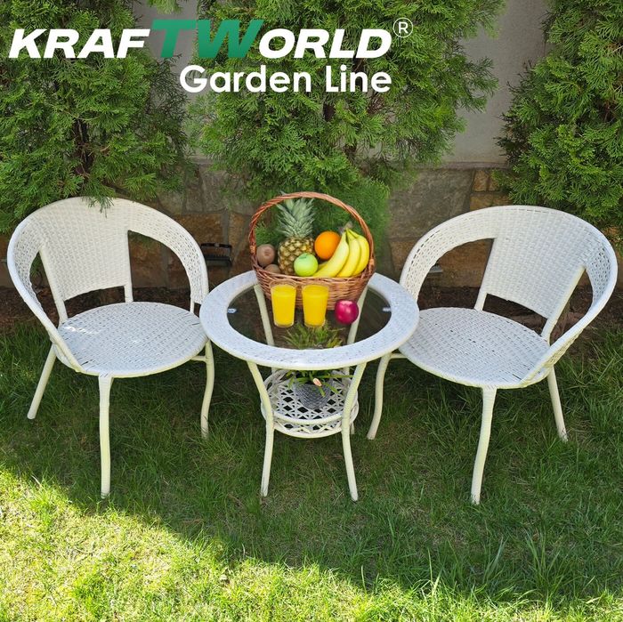 Градински Ратанов Комплект  – Два Стола и Маса