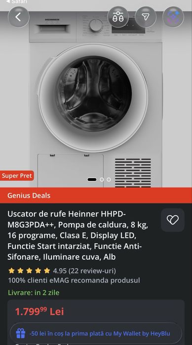 Uscator de Rufe / Haine  Heinner 8kg