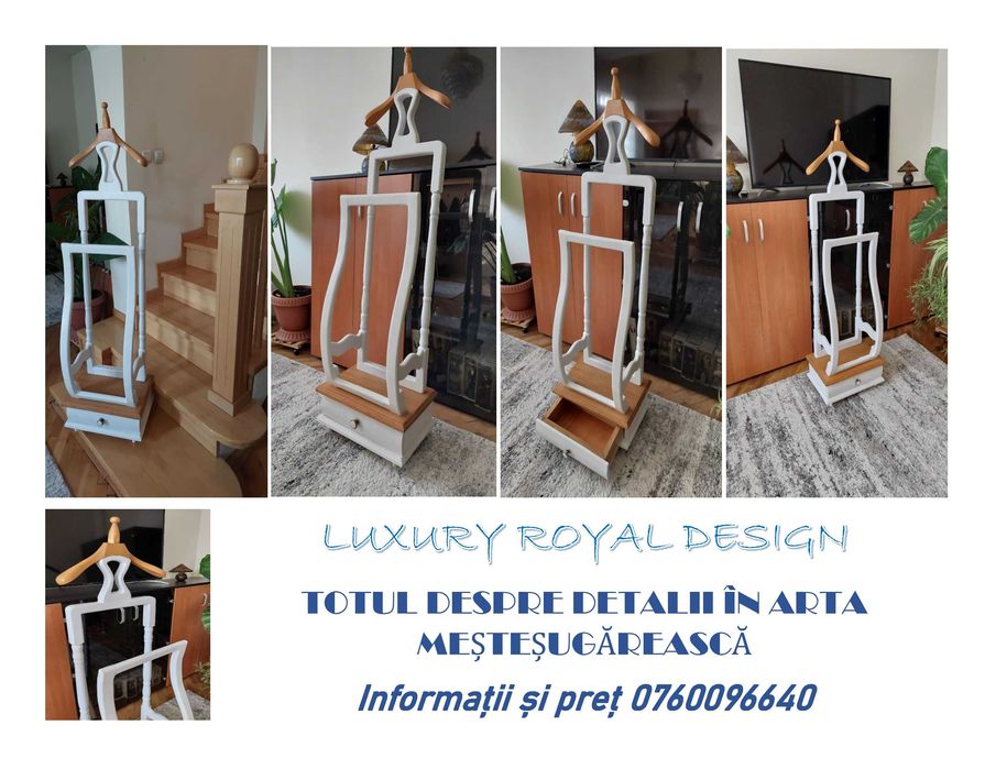 Umeraș suport haine cuier valet portmantou mobila lemn stație călcat