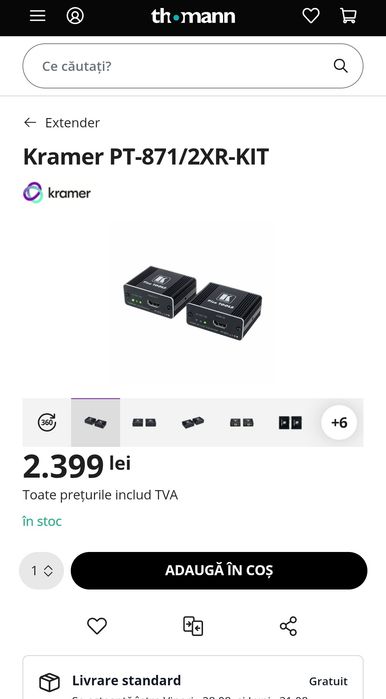 Kramer PT-871/2XR-KIT Extender/transmițător HDMI PoC 4K HDR prin DGKat 2.0 pentru raze lungi de acțiune
