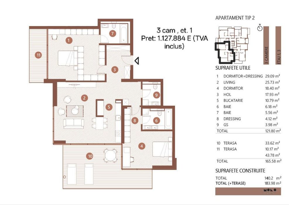 3 camere | 140 mp | Terasa  | Vedere lac | Floreasca | Premium 2026