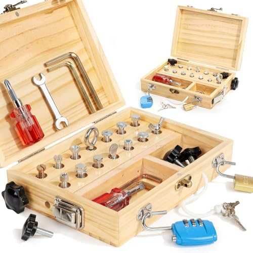 Нова Детска образователна дървена Монтесори играчка с отвертки ключалки и ключове