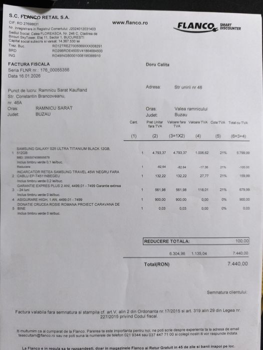 Samsung Galaxy S25 Ultra 512Gb Garantie 4 ani Titanium Black