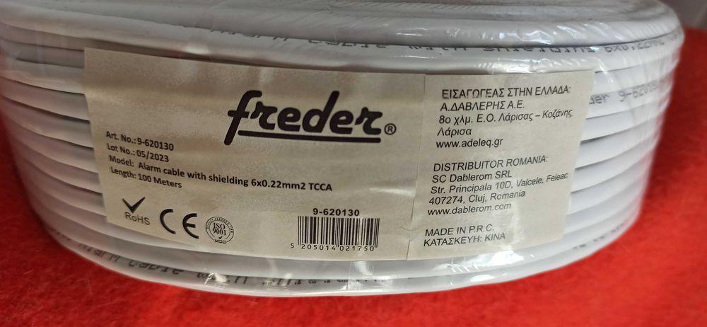 Vand Cablu de alarma ecranat Freder, 6x0,22m, 100m, Alb