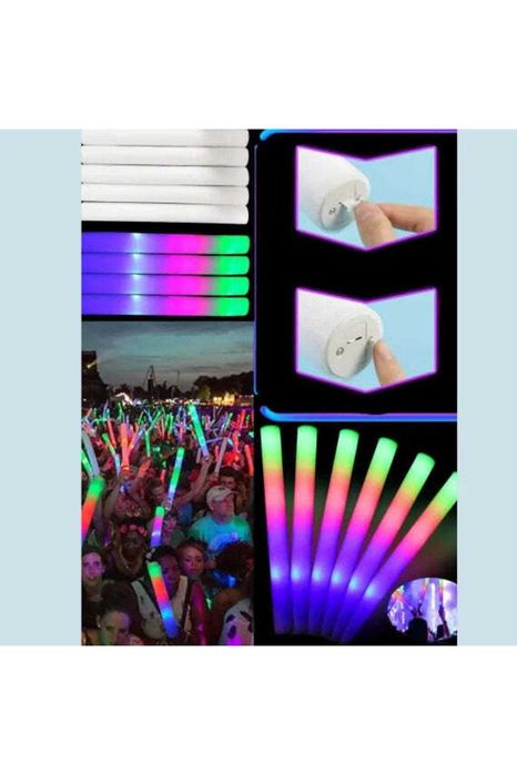 100 baghete  LEDmulticolore spuma 40 cm Baterii incluse