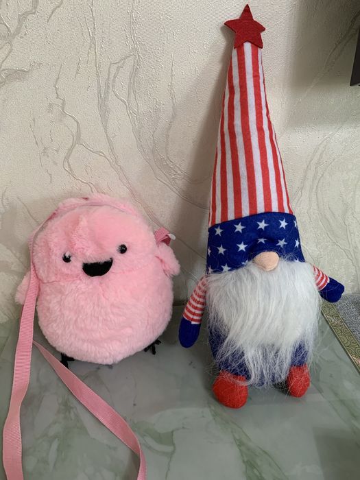 Мягкие игрушки сумка и гном