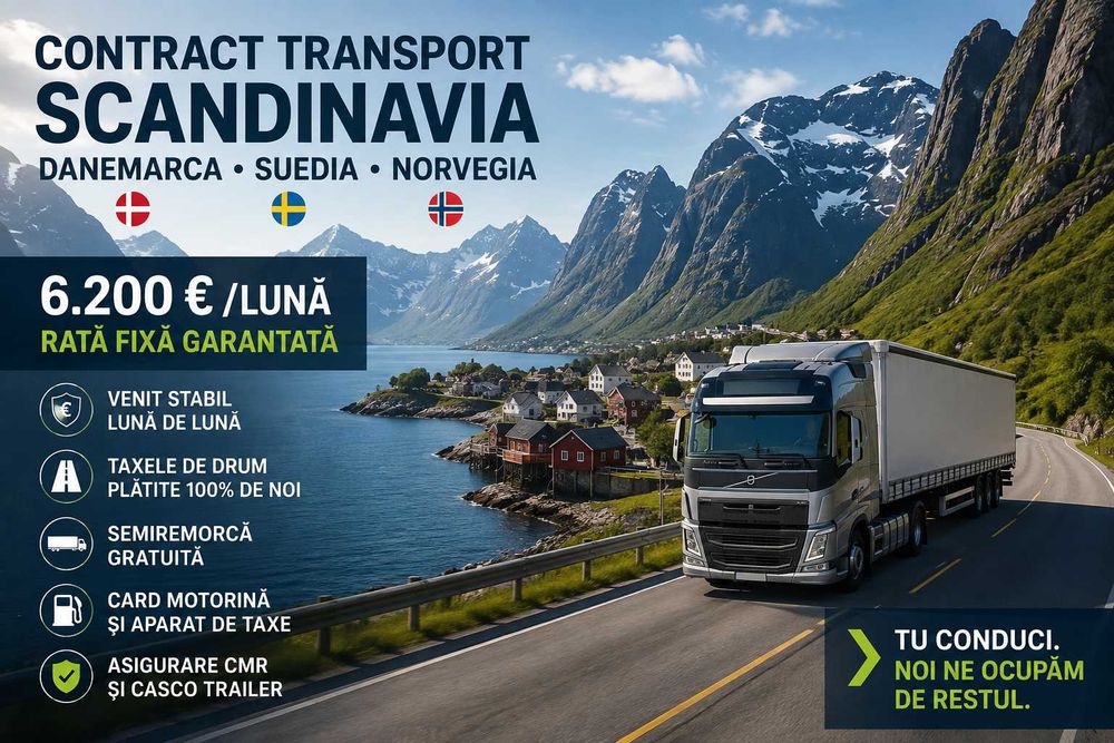 Contract tractionist Scandinavia | 6.200 €/lună rată fixă