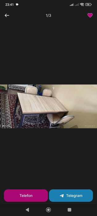 Stol va stul mustahkam ayoqlari temirdan.Srochno sotiladi