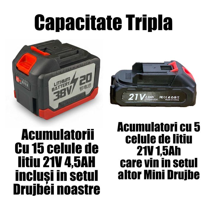 Mini drujba Ford, Motor Brushless, 2 acumulatori, 2 lanturi, 2 lame