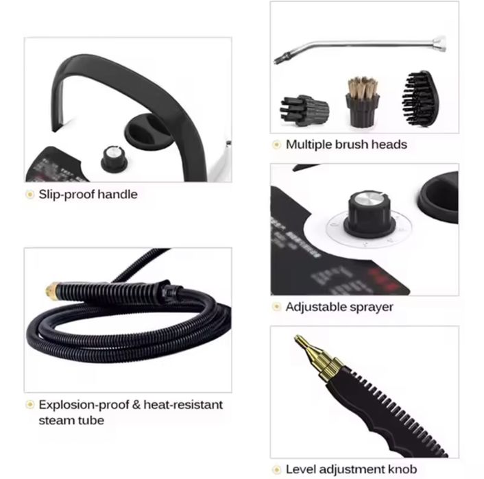 Парочистачка 2500W 3 BAR до 105 градуса на Парата с 4 бр. Накрайници