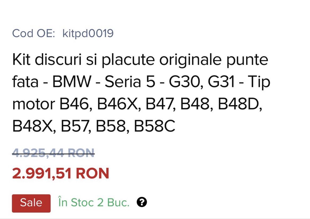 Discuri si placute frana bmw 530i