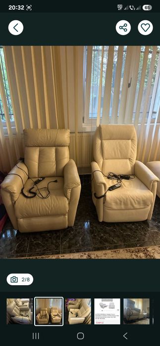 Fotoliu electric tv piele naturala an 2018 2 buc ca nou la 1/3 pret